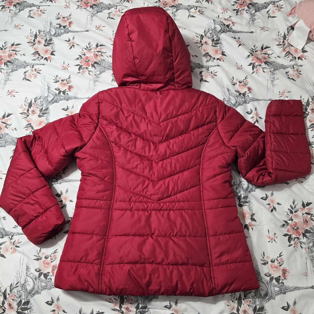HOLLISTER Sherpa Lined Hooded Women's Red Puffer Jacket Size M - Picture 2 of 15